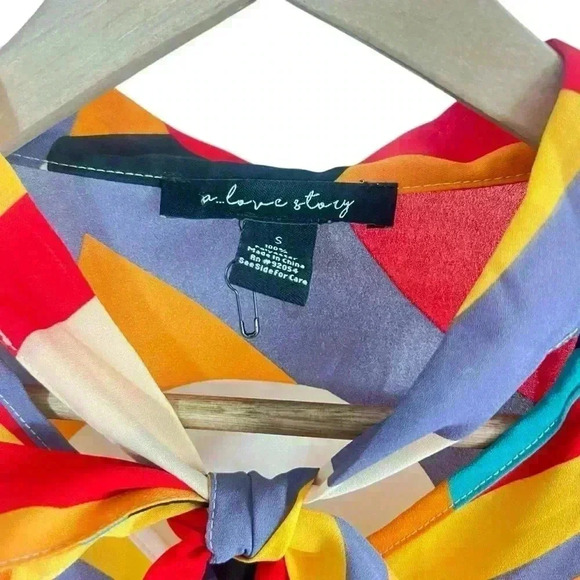 NWOT By Design Omega Long Sleeve with Neck Tie Blouse - Picture 3 of 5